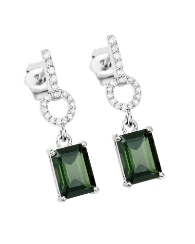Diana M. Fine Jewelry 14k 2.29 Ct. Tw. Diamond & Green Tourmaline Dangle Earrings