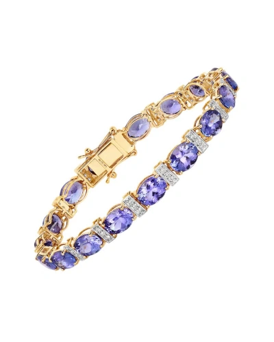 Diana M. Fine Jewelry 14k 20.26 Ct. Tw. Diamond & Tanzanite Tennis Bracelet In Gold
