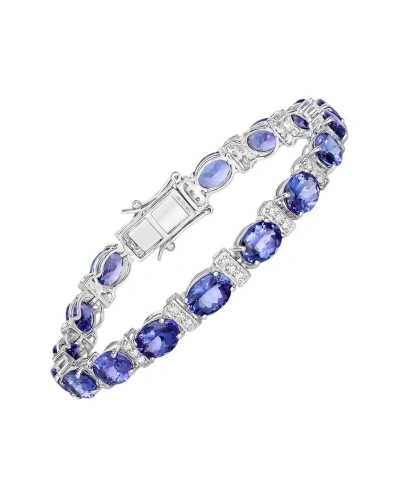 Diana M. Fine Jewelry 14k 20.26 Ct. Tw. Diamond & Tanzanite Tennis Bracelet In Metallic