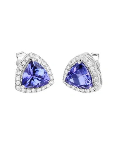 Diana M. Fine Jewelry 14k 3.82 Ct. Tw. Diamond & Tanzanite Studs