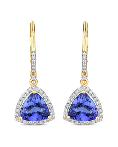 Diana M. Fine Jewelry 14k 4.61 Ct. Tw. Diamond & Tanzanite Dangle Earrings In Blue