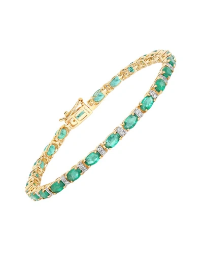 Diana M. Fine Jewelry 14k 4.98 Ct. Tw. Diamond & Emerald Tennis Bracelet In Gold