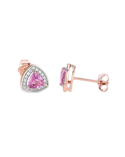 Diana M. Fine Jewelry 14k Rose Gold 1.05 Ct. Tw. Diamond & Pink Sapphire Studs