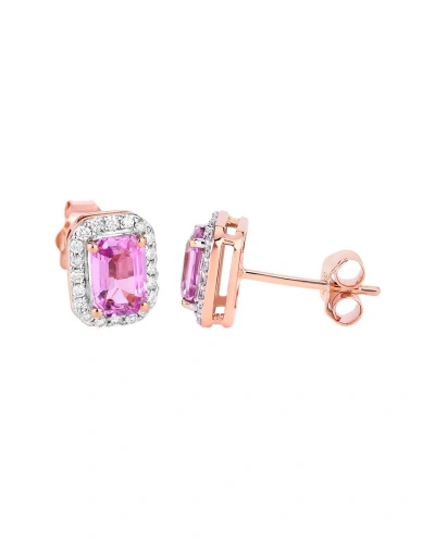 Diana M. Fine Jewelry 14k Rose Gold 1.46 Ct. Tw. Diamond & Pink Sapphire Studs