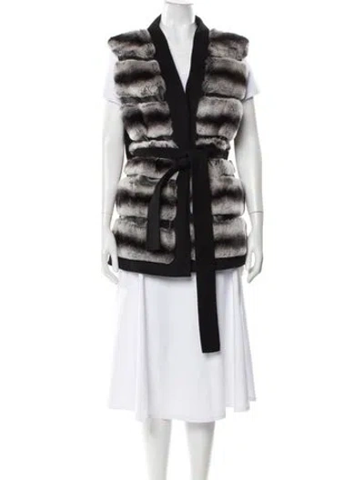 Pre-owned Diana Rosh Striped Fur Jacket In Black
