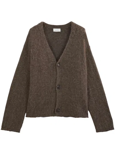 Diana Studio Alpaca Blend Cardigan With Raw Cut Edges In Brown