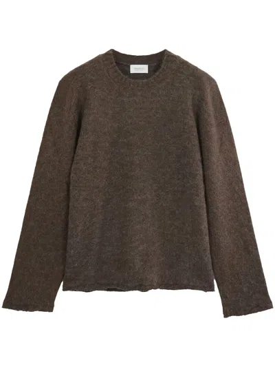 Diana Studio Alpaca Blend Crew Neck With Raw Cut In Brown