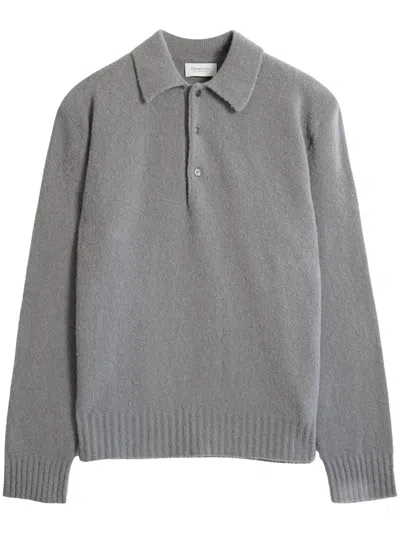 Diana Studio Bouclé Polo In Merino Wool Blend In Brown