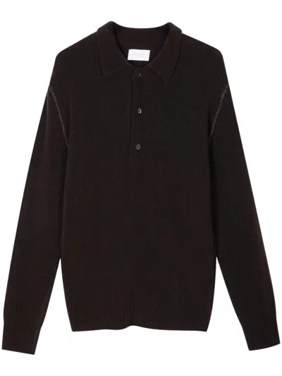 Diana Studio Bouclé Polo In Merino Wool Blend In Grey