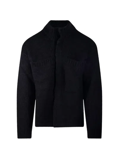 Diana Studio Brushed-finish High-neck Cardigan In Black