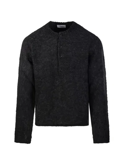 Diana Studio Button-fastening Brushed Sweater In Gray