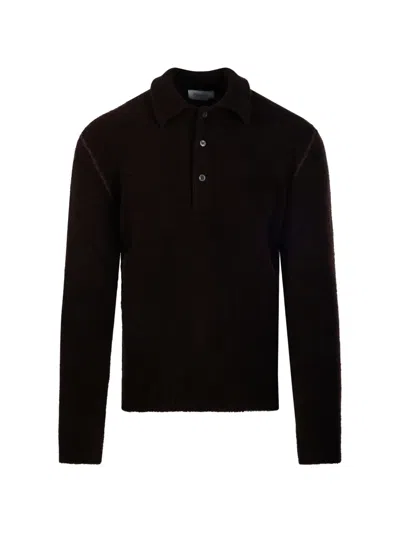 Diana Studio Button-fastening Polo-collar Sweater In Black