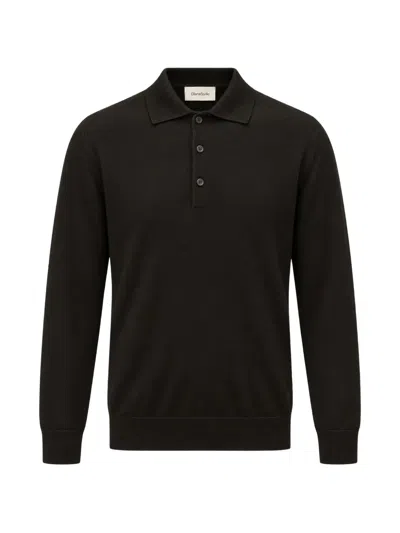 Diana Studio Button-up Long-sleeve Polo Shirt In Black