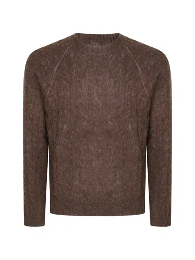 Diana Studio Cable-knit Raglan-sleeve Sweater In Brown