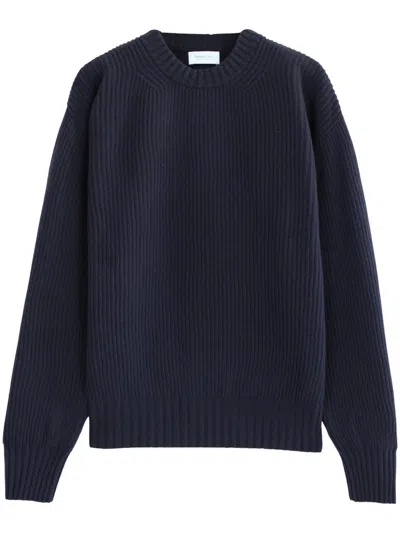 Diana Studio Crew-neck Sweater In Pure English Rib Wool In Blue