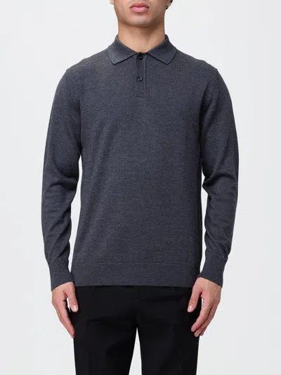 Diana Studio Long-sleeved Knit Cotton Polo With Ribbed Collar In Brown