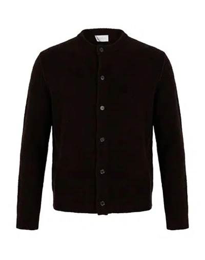Diana Studio Man Cardigan Dark Brown Size S Wool, Polyamide In Black