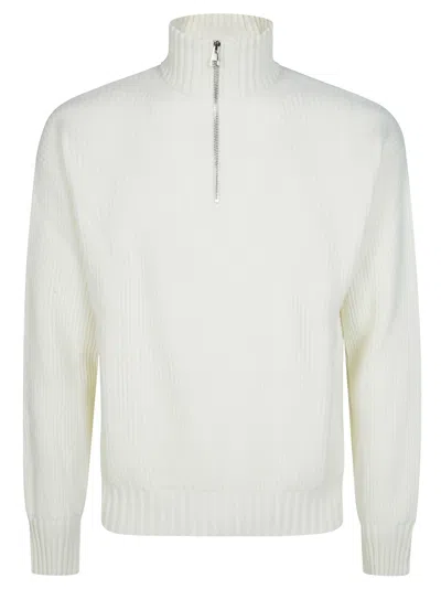 Diana Studio Men's Zip English Rib Knit Polo In Beige