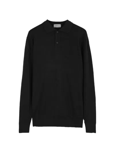 Diana Studio Merino Long-sleeve Polo Shirt In Black