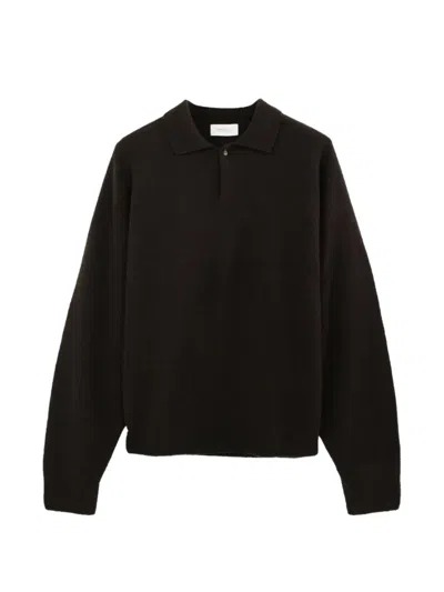 Diana Studio Polo-collar Knitted Sweater In Brown