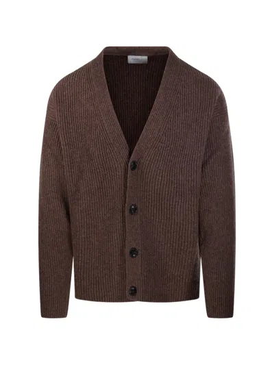Diana Studio Ribbed-knit V-neck Cardigan In Brown