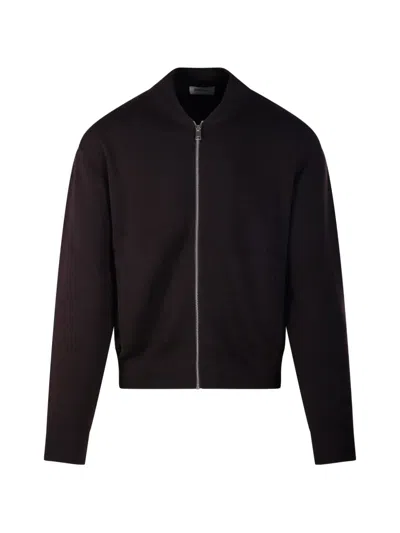 Diana Studio Zip-up Ribbed-trim Sweatshirt In Brown