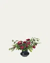 Diane James Blackberry Branches, Ranunculus, And Leaves 24" Faux Floral Arrangement In Black Glass Vase