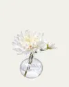 Diane James Cream Dahlia 10" Faux Floral Arrangement In A Ribbed Glass Bud Vase