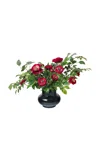 Diane James Designs Blackberry Branches; Ranunucula And Leaves In Glass Vase In Burgundy