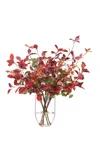 Diane James Designs Fall Beech And Laurel Leaves In Glass Vase In Brown