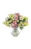 Diane James Designs Hydrangea; Hellebore And Ranunculus In Glass Vase In Multi