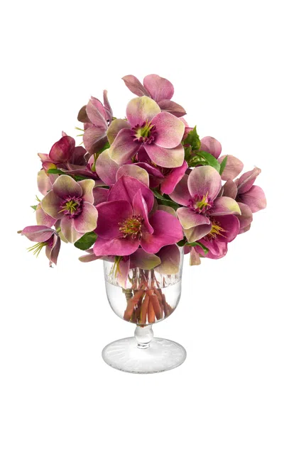 Diane James Designs - Mixed Hellebores In Glass Vase - Purple