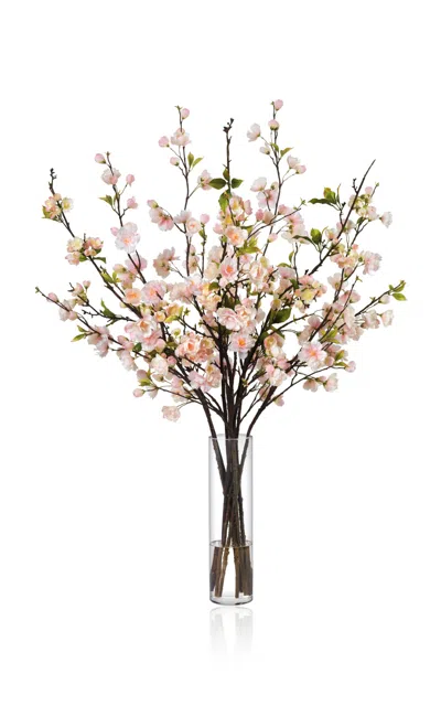 Diane James Designs Plum And Cherry Blossoms In Tall Vase In Black