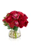 Diane James Designs Ranunculus; Amaryllis And Berries In Glass Vase In Multi