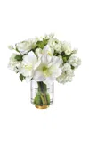 Diane James Designs Ranunuculus; Amaryllis And Hops In Glass Vase In White