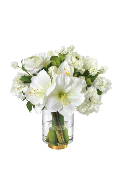 Diane James Designs Ranunuculus; Amaryllis And Hops In Glass Vase In White