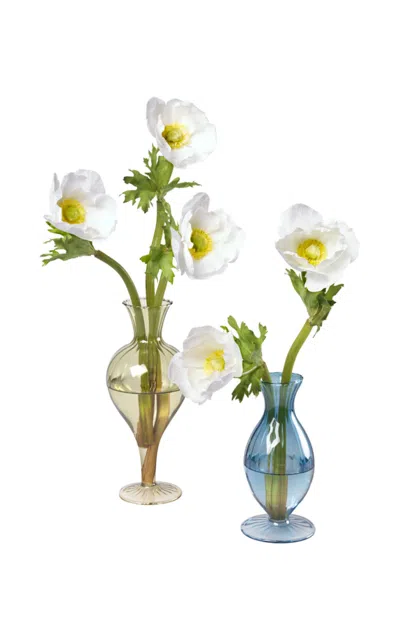 Diane James Designs Set-of-two White Anemones In Bud Vases