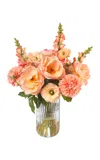 Diane James Designs Snapdragons; Dahlias And Peonies In Glass Vase In Orange