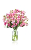 Diane James Designs Sweet Peas In Ribbed Vase In Pink