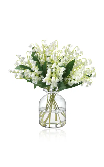 Diane James Designs X Moda Lily Of The Valley In Small Glass Vase In Burgundy