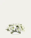 Diane James White Amaryllis, Ranunculus, And Hops 21" Faux Floral Arrangement In Oval Glass Vase