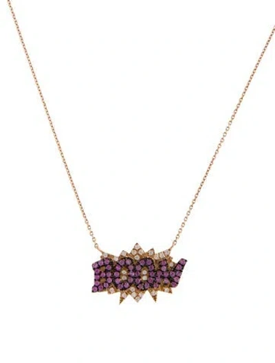 Pre-owned Diane Kordas 18k Diamond & Sapphire Boom Necklace, 16.75" In Multi