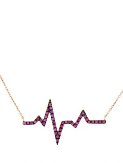 Pre-owned Diane Kordas 18k Sapphire Heartbeat Necklace, 16.5" In Multicolor