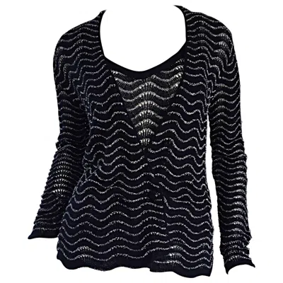 Pre-owned Diane Von Furstenberg 1970s  Black And Silver Crochet Cardigan And Cami 70s Set