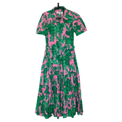 Pre-owned Diane Von Furstenberg 2000s  Multicolor Floral Cotton Midi Dress In Blue