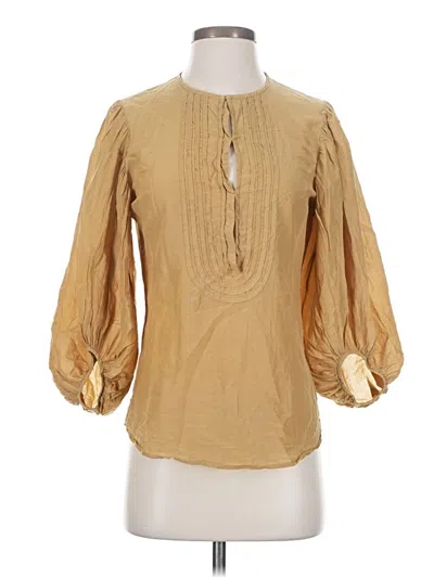 Pre-owned Diane Von Furstenberg 3/4 Sleeve Blouse In Gold
