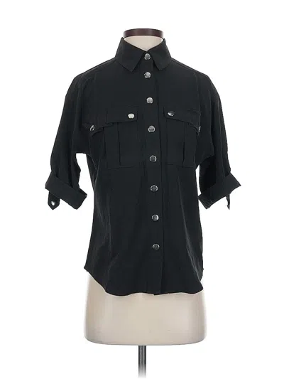 Pre-owned Diane Von Furstenberg 3/4 Sleeve Button Down Shirt In Black