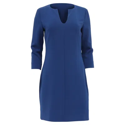 Diane Von Furstenberg 3/4 Sleeve Mini Dress In Navy Blue Triacetate