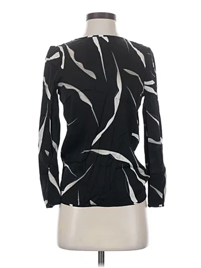 Diane Von Furstenberg 3/4 Sleeve Silk Top Black Tie Neck Tops