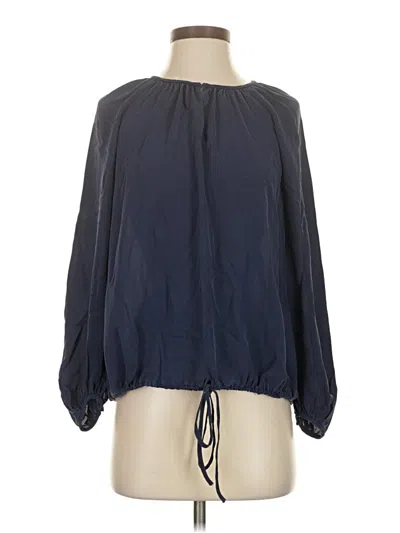 Pre-owned Diane Von Furstenberg 3/4 Sleeve Silk Top Blue Boatneck Tops